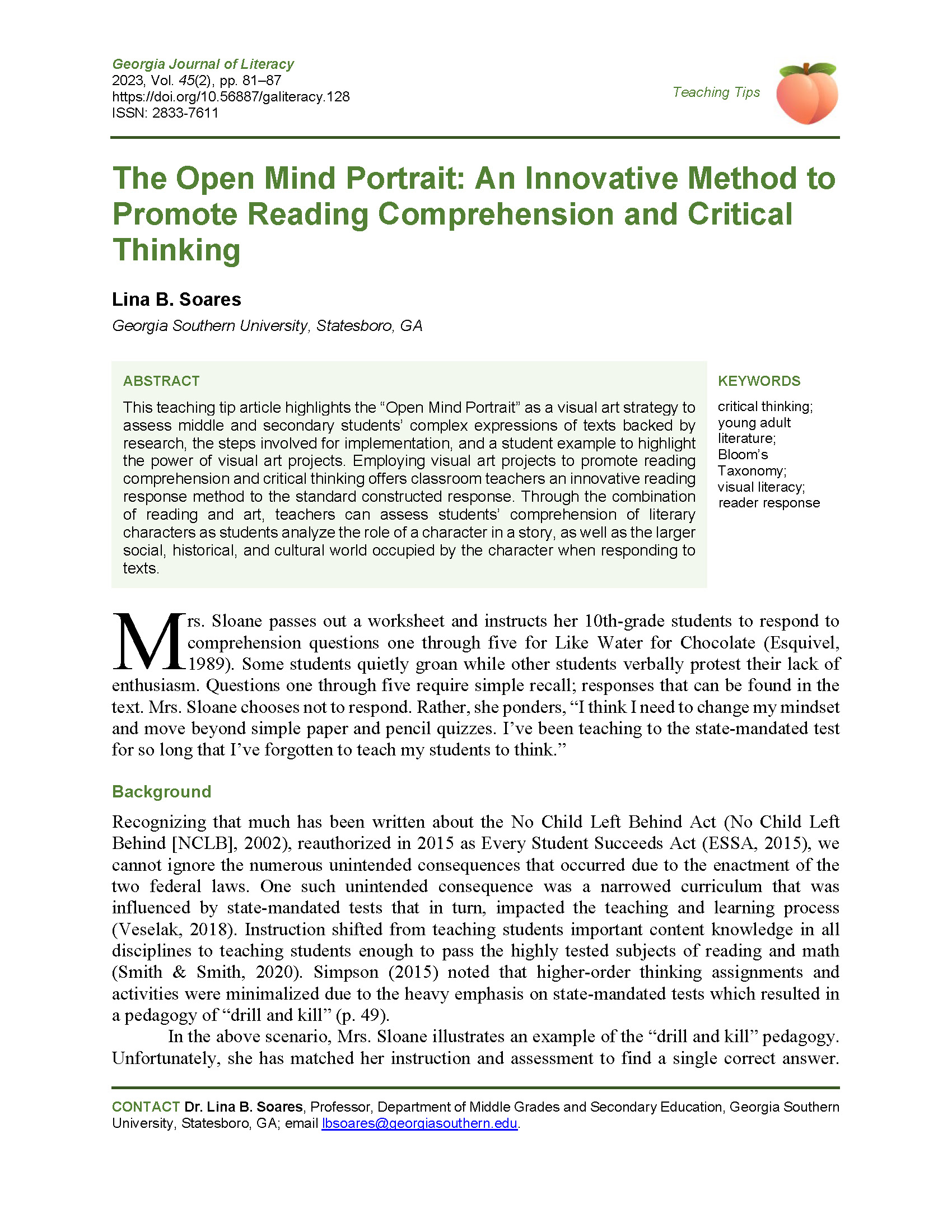 128 Open Mind Portrait (Soares, 2023)