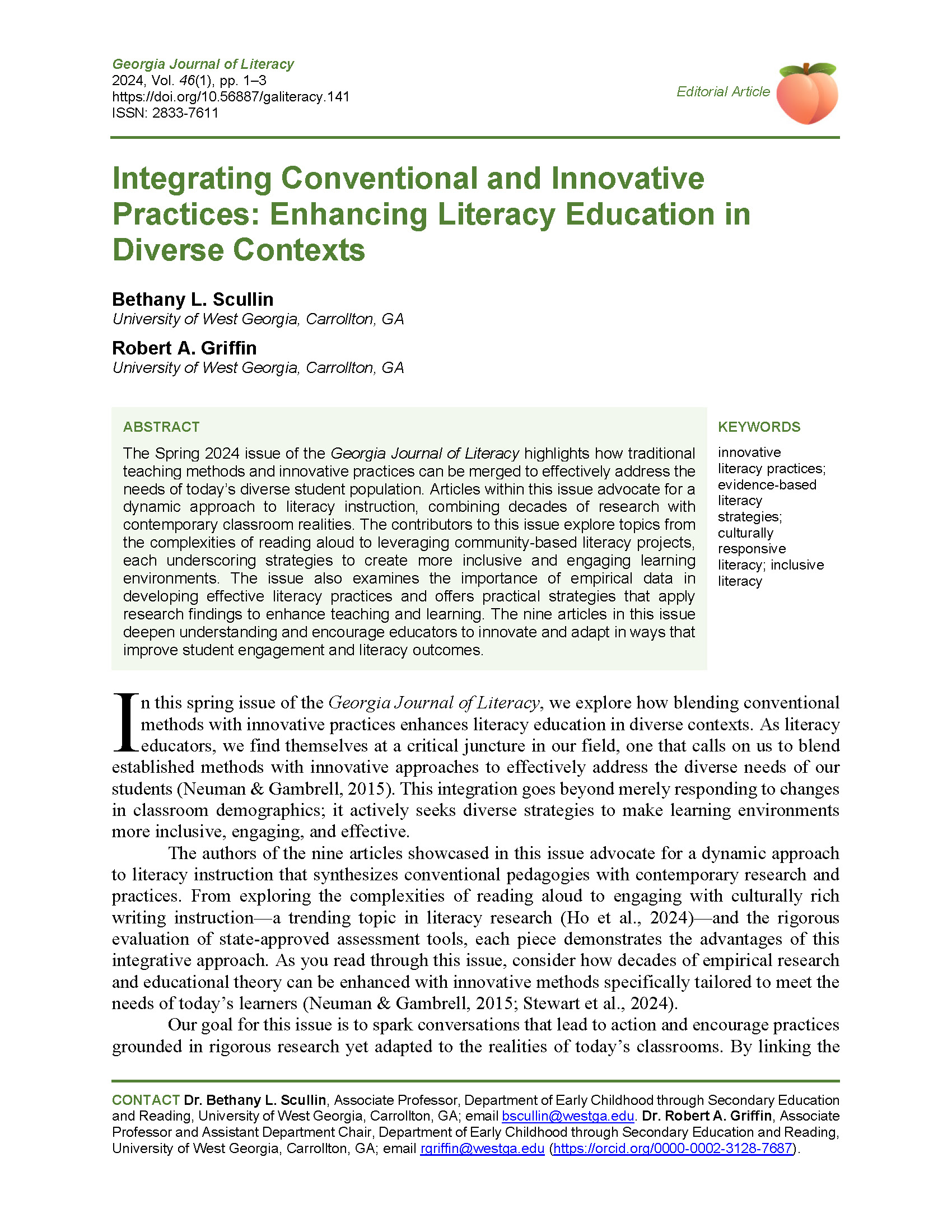 Integrating Conventional and Innovative Practices (Scullin & Griffin, 2024)