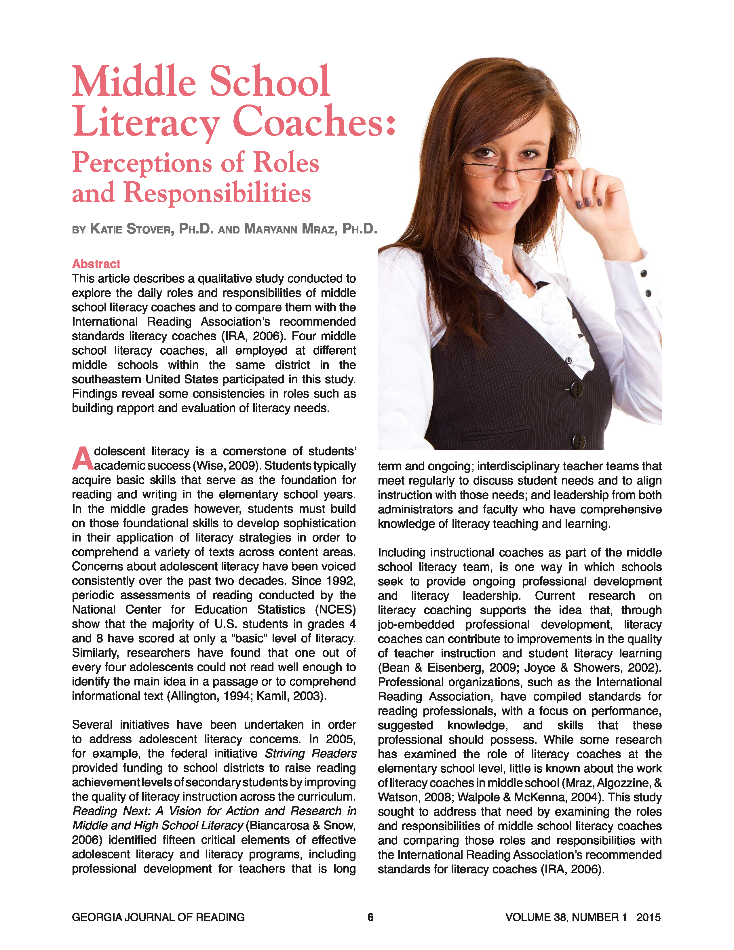Midle School Literacy Coaches: Perceptions of Roles and Responsibilities 