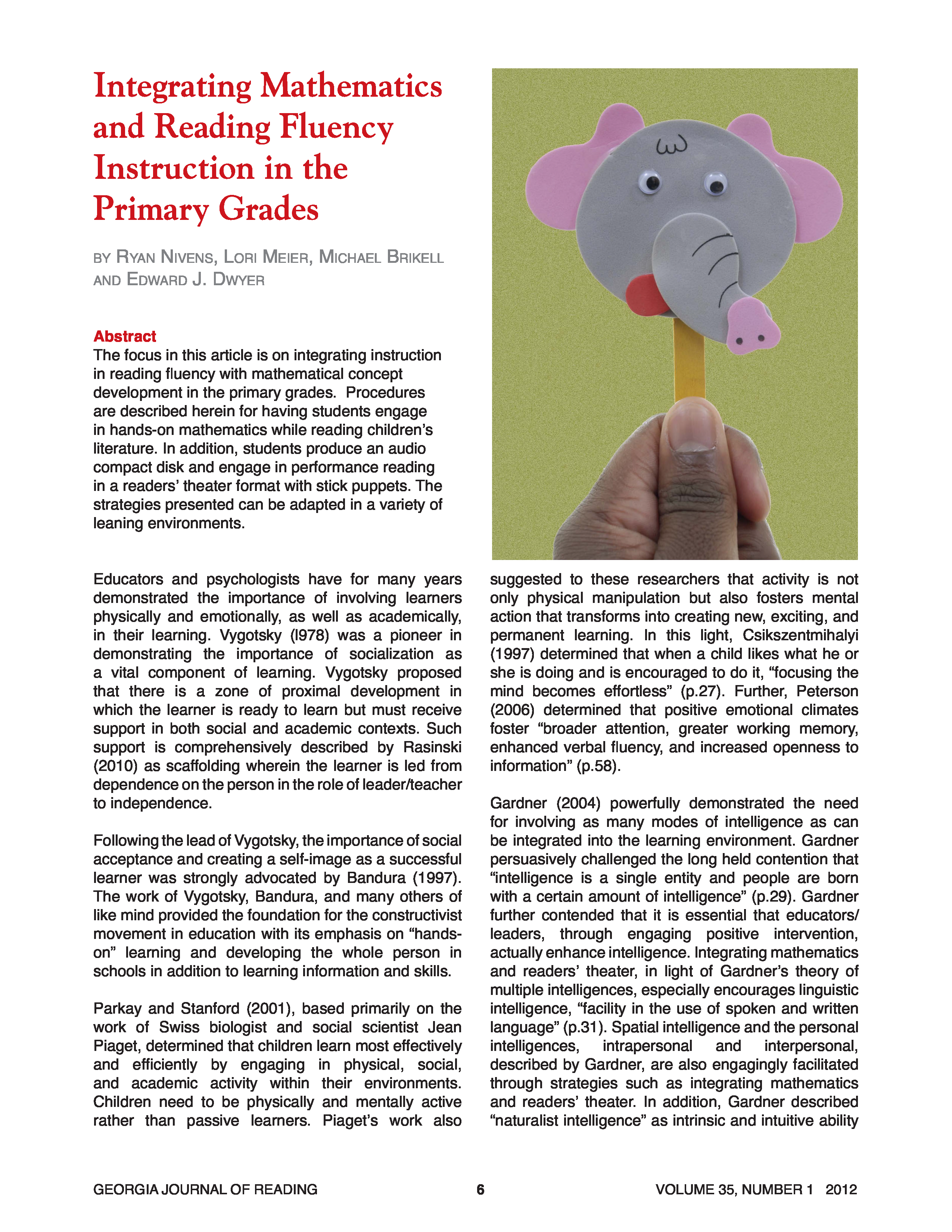 Integrating Mathematics and Reading Fluency Instruction in the Primary Grades