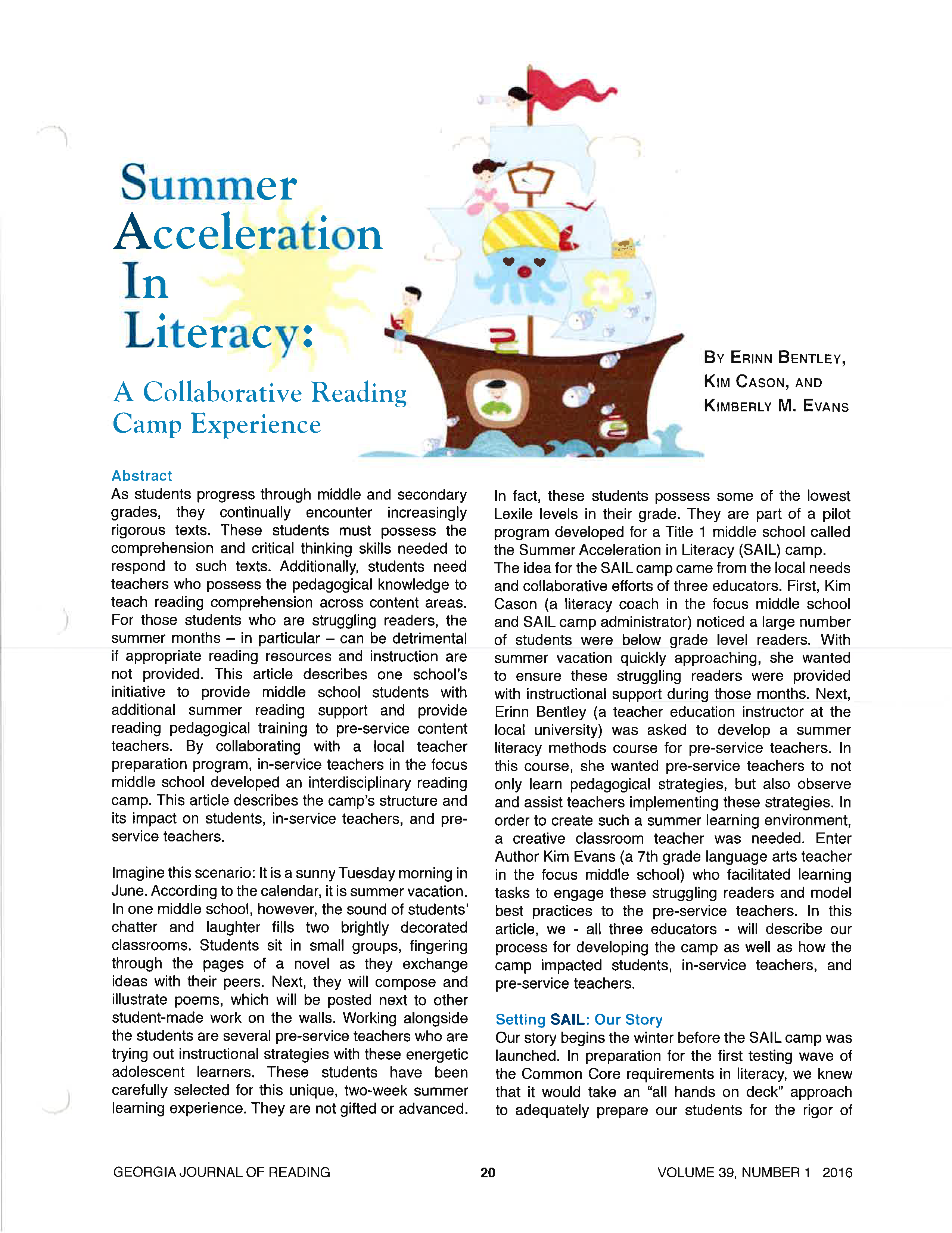 Summer Acceleration in Literacy: A Collaborative Reading Camp Experience