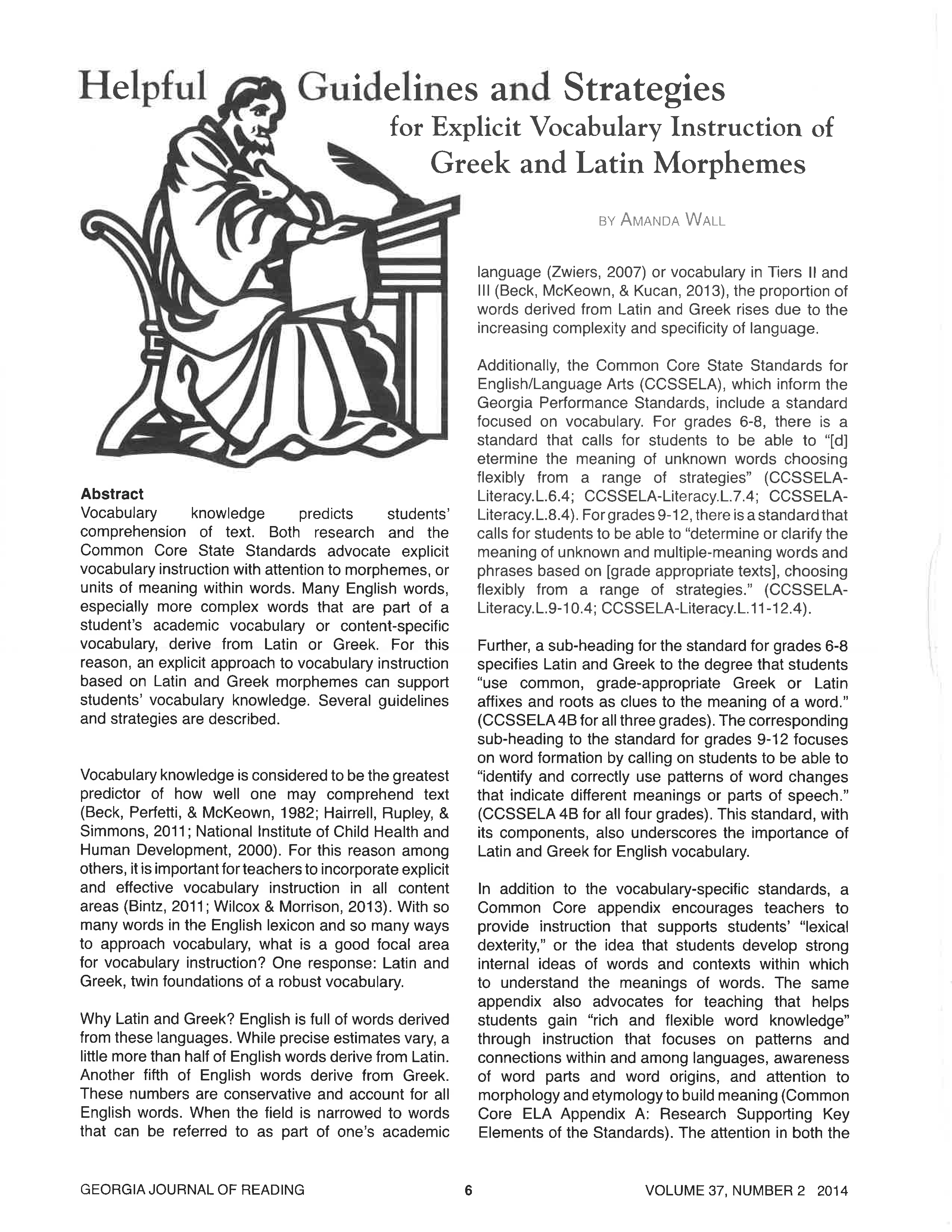 Helpful Guidelines and Strategies for Explicit Vocabulary Instruction of Greek and Latin Morphemes