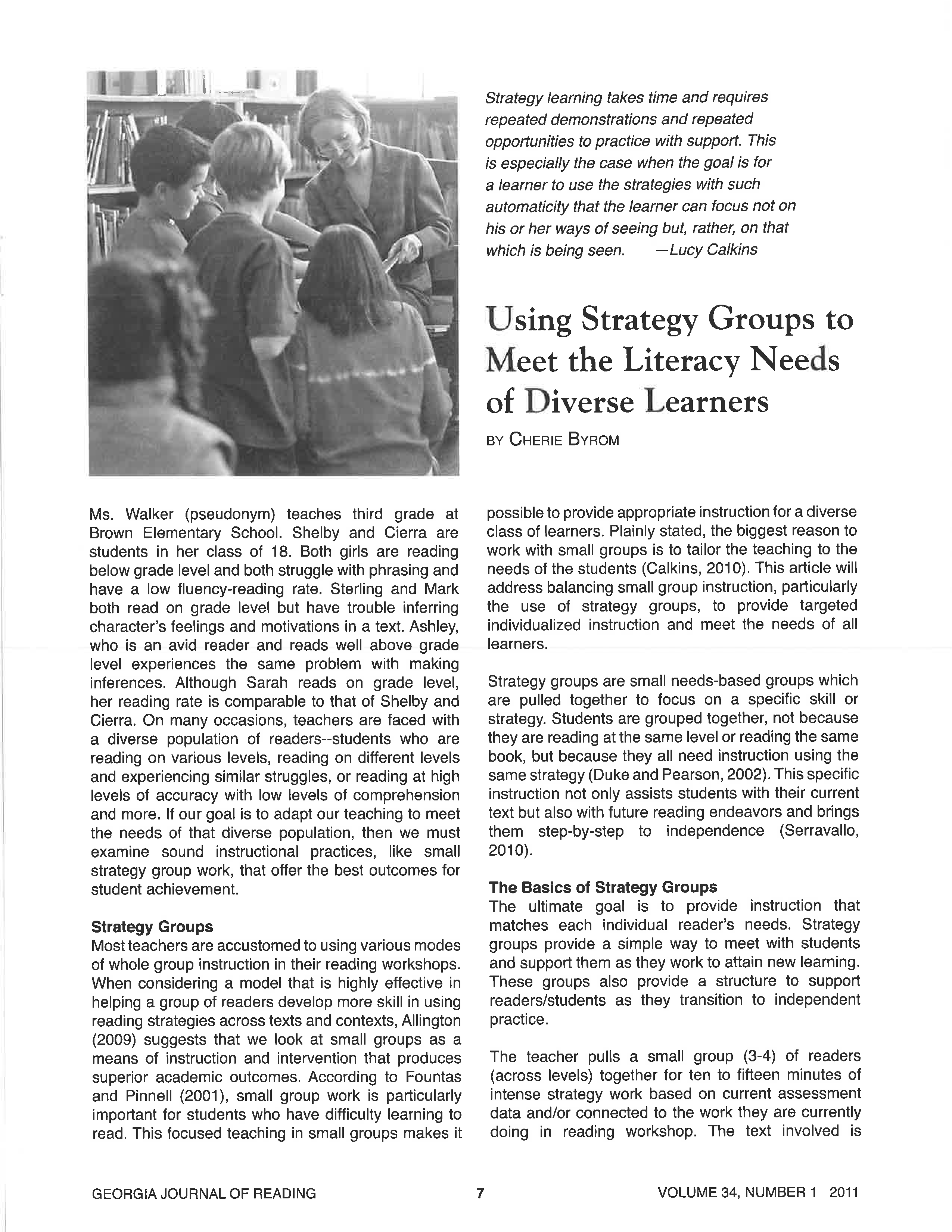 Using Strategy Groups to Meet the Literacy Needs of Diverse Learners