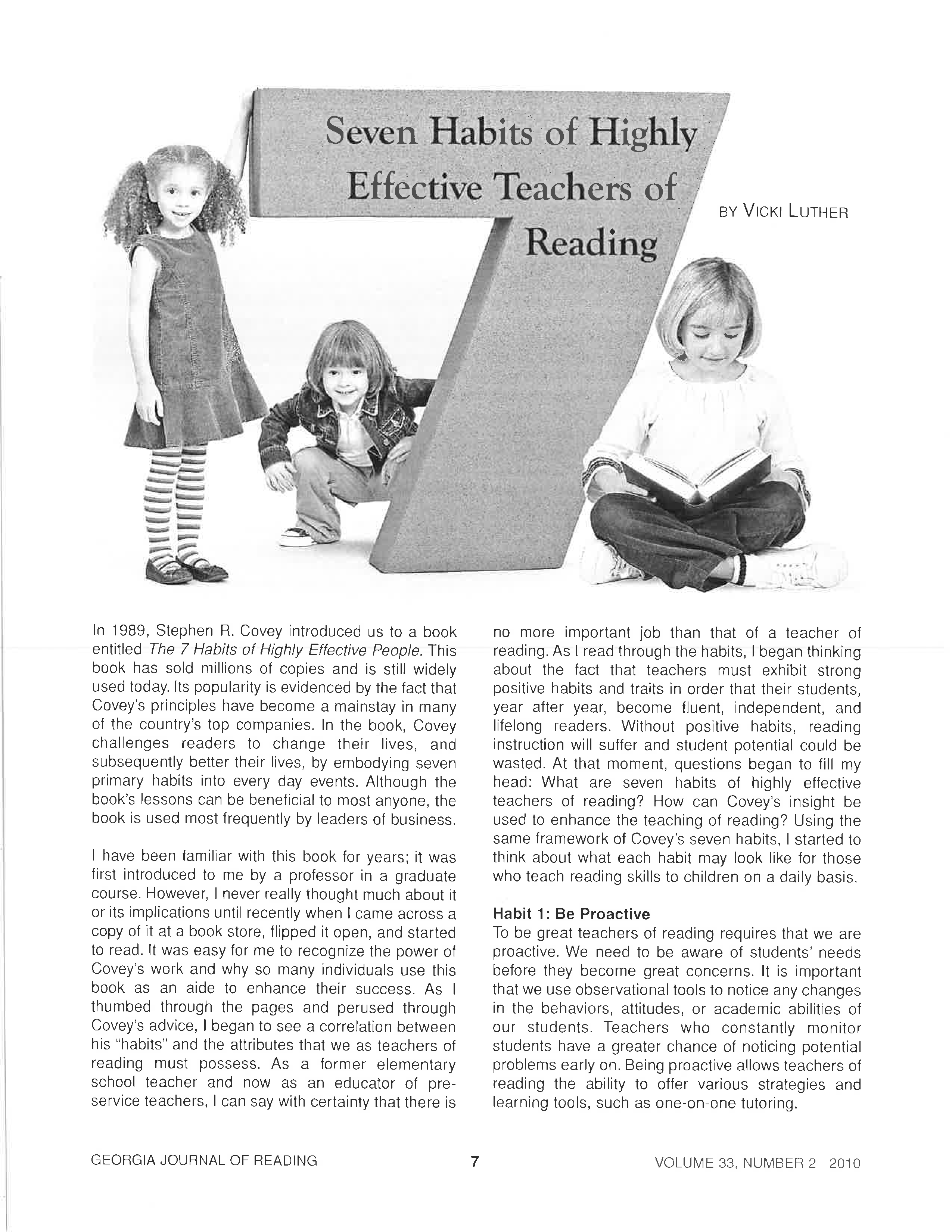 Seven Habits of Highly Effective Teachers of Reading