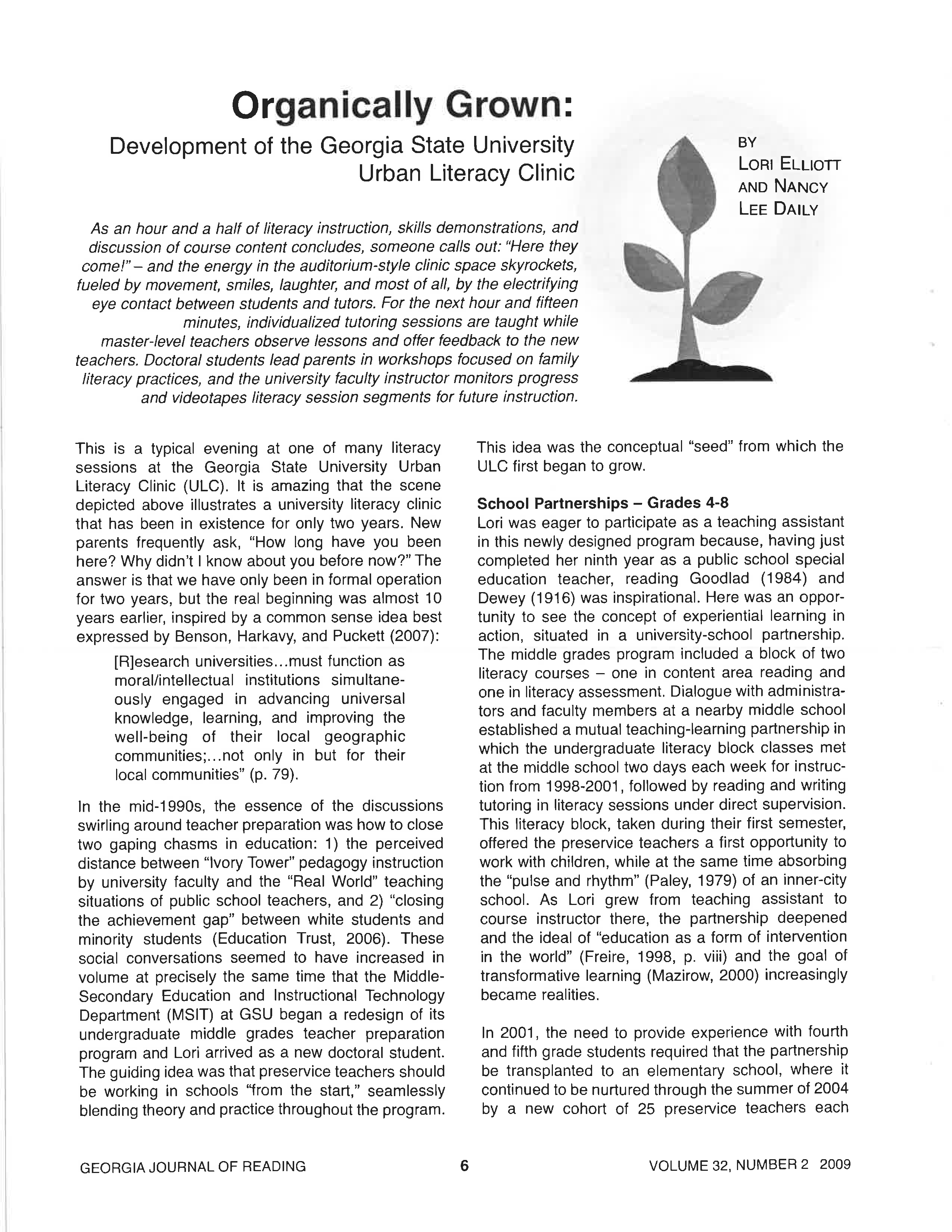 Organically Grown: Development of the Georgia State University Urban Literacy Clinic