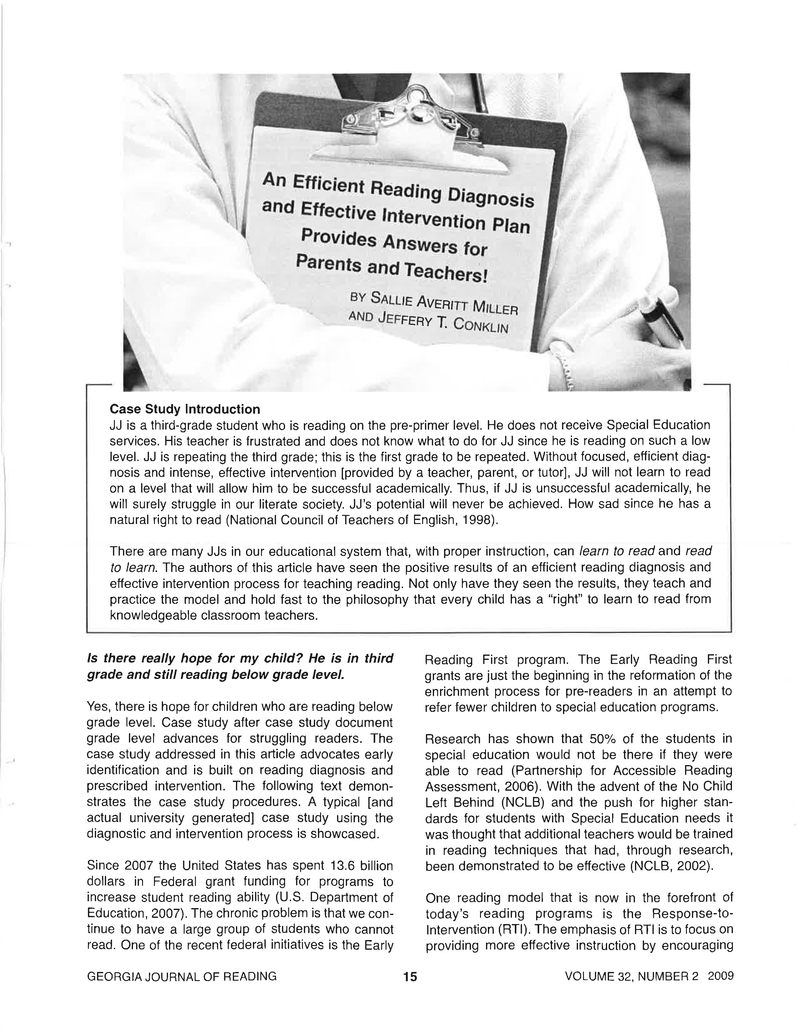 An Efficient Reading Diagnosis and Effective Intervention Plan Provides Answers for Parents and Teachers