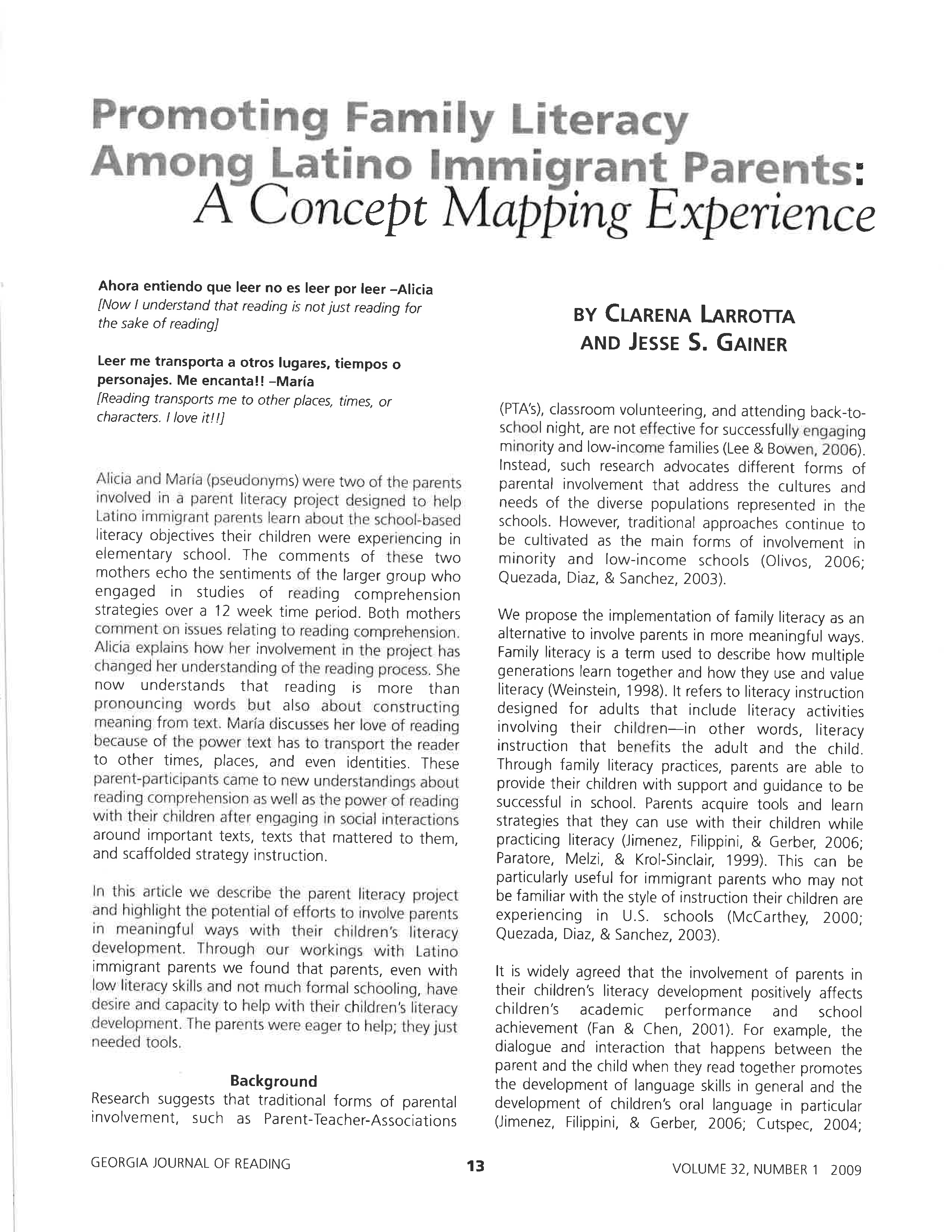 Promoting Family Literacy Among Latino Immigrant Parents 